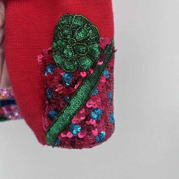 Vintage Michael Simon Events Cardigan Christmas Women's Gifts Presents Sequins - Picture 5 of 11